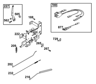 Controls Group Diagram and Parts List for 21R607-0001-H5 200000 - 399999 Briggs and Stratton Engine